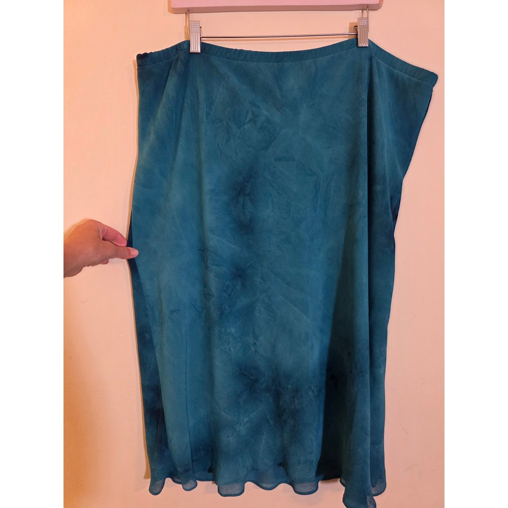 Coldwater Creek Teal Blue Crinkle Chiffon Midi Skirt Plus Size 24W